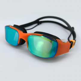 Orange black goggle with side buckle and earplug