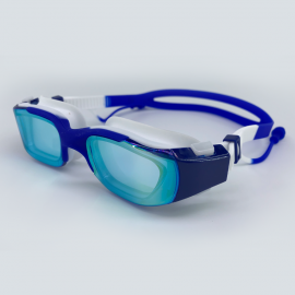 Dark blue goggle with side buckle and earplug