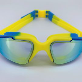 Blue yellow goggle with back buckle