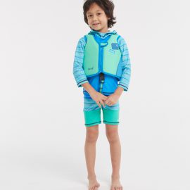 Neoprene Kids Swim Float Suit Green M Size