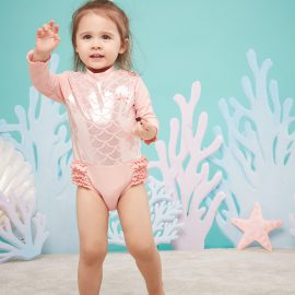 Mermaid printed sun protection suit