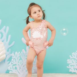 Mermaid printed one piece pink nude color